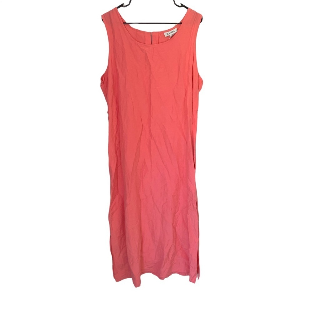 Pink Silk & Linen Maxi Tank Dress 2X
